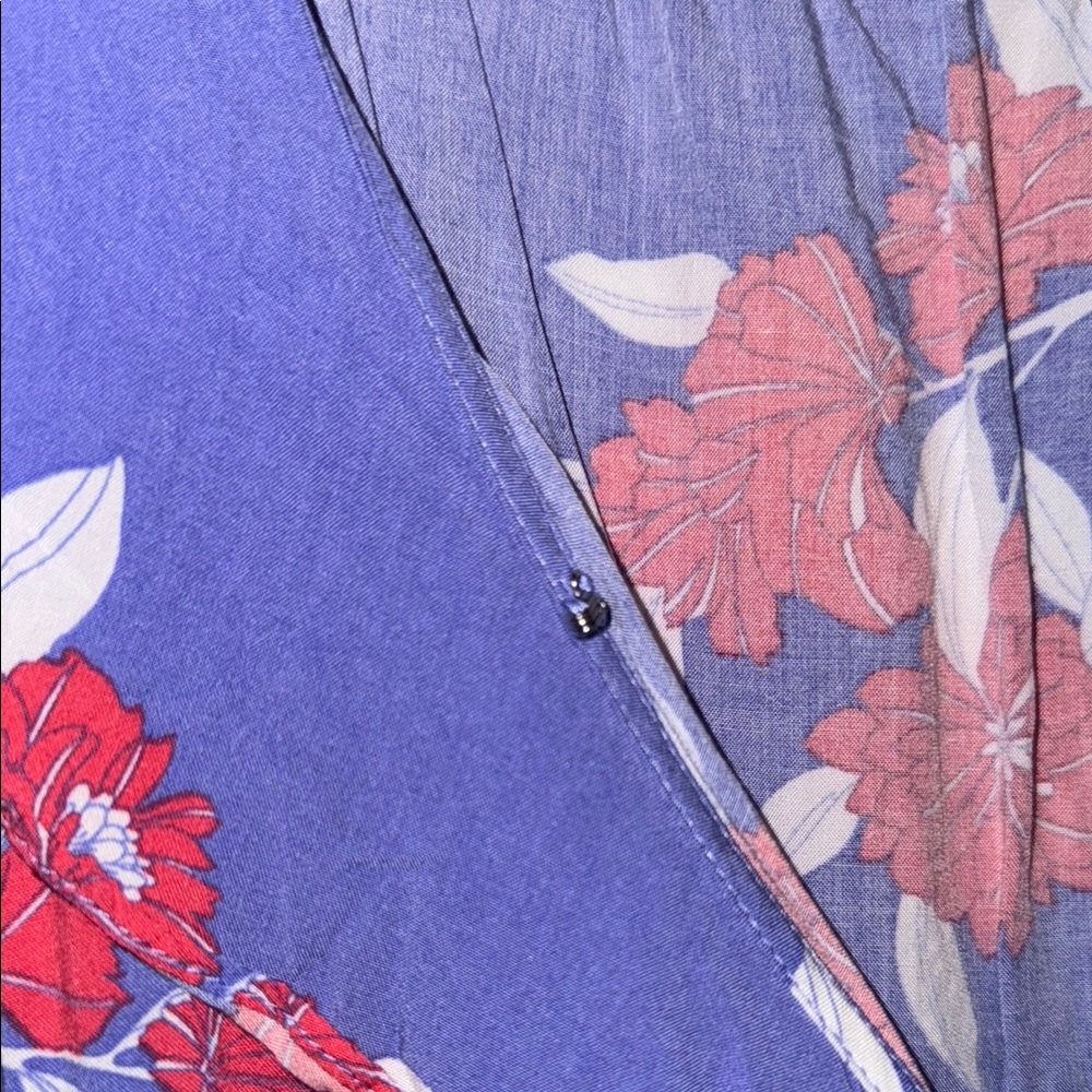 Floral Blue and Red Women's Top - Picture 6 of 8